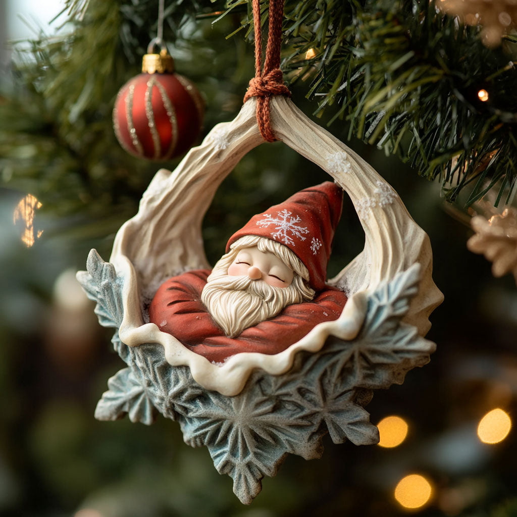 Sleeping Santa Gnome WJ2711143CL Christmas Ornament