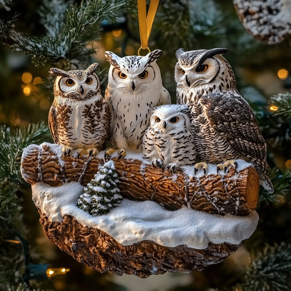 Snow Owl Family WJ0312414CL Christmas Ornament