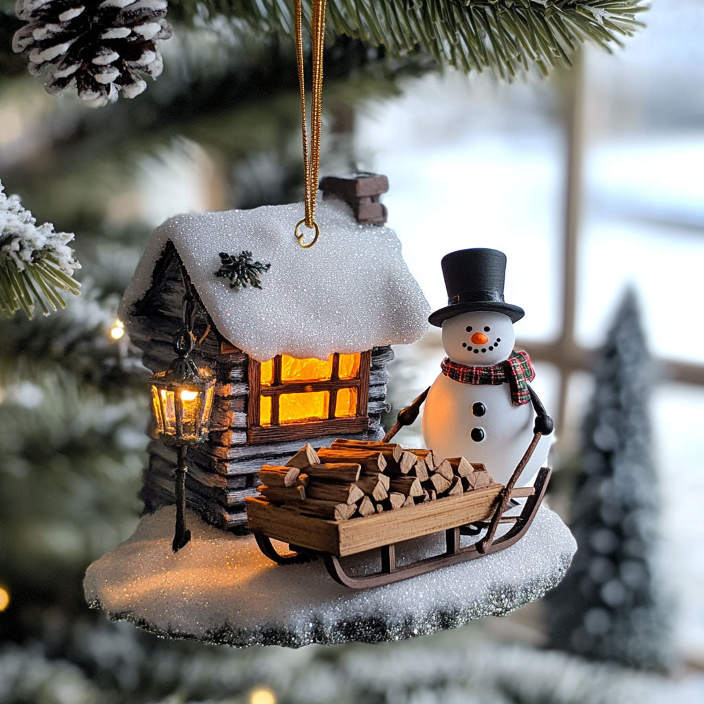 Snowman Cart WJ2411089CL Christmas Ornament