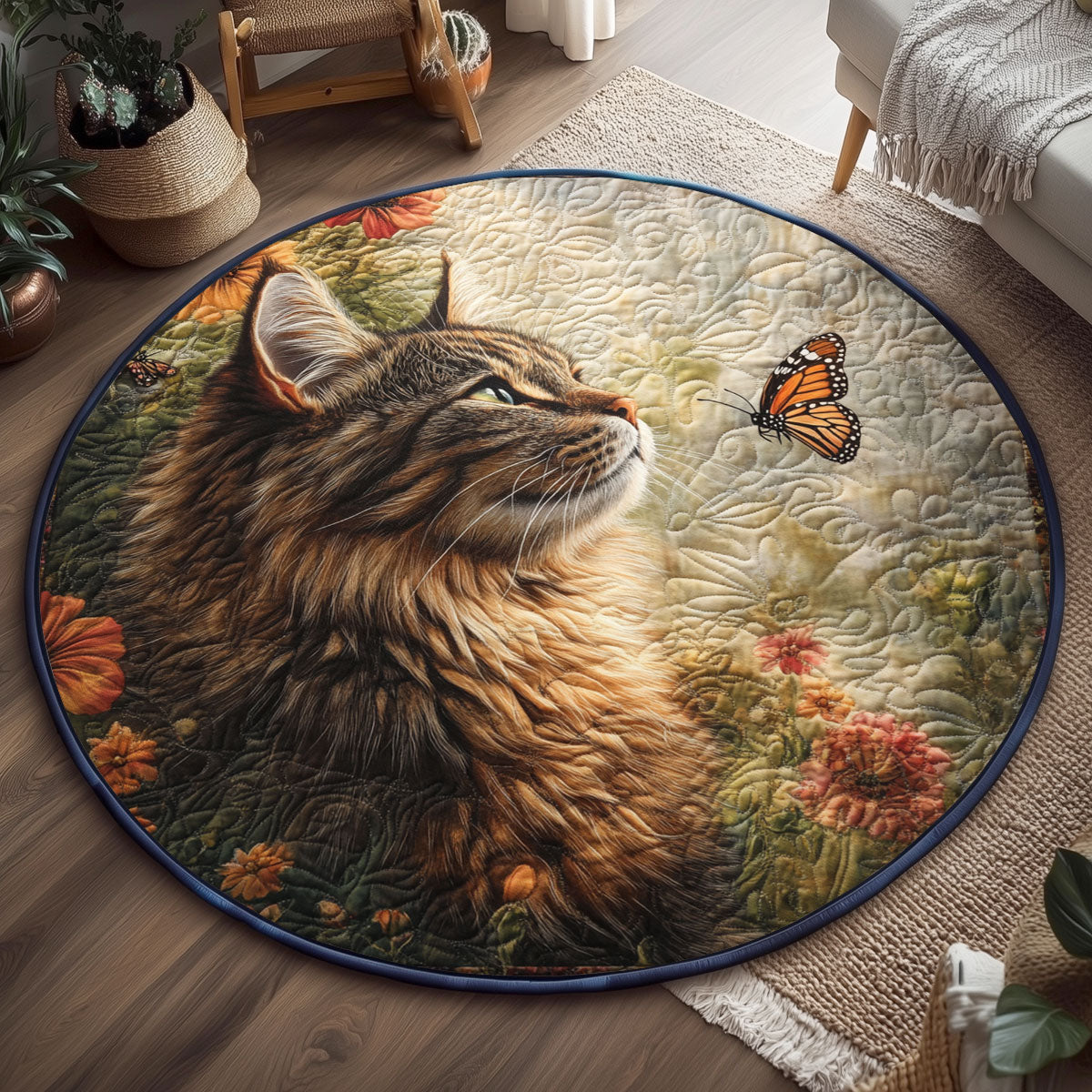 Soft Pawed Cat WJ0901145CL Quilted Round Mat