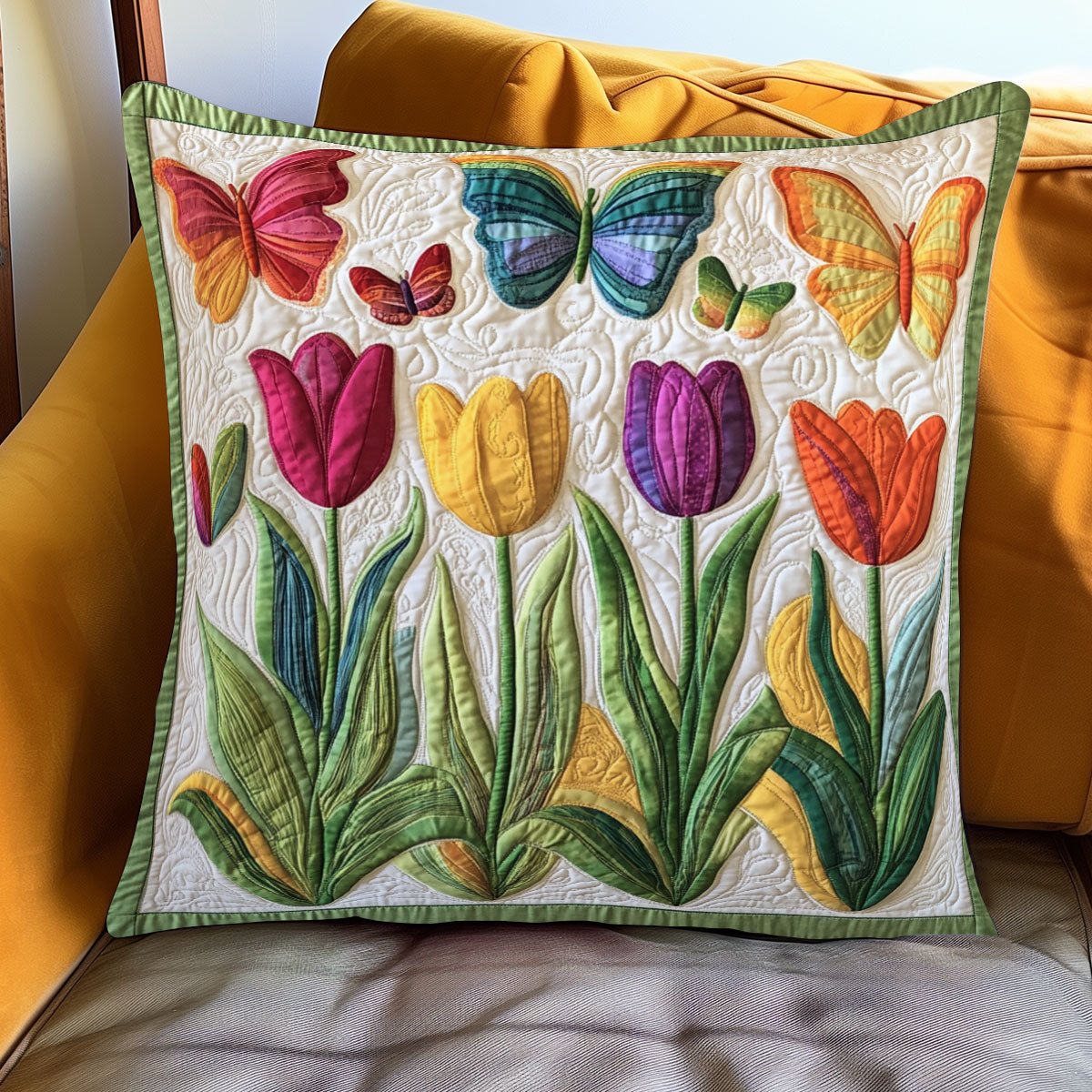 Tulip Butterfly WJ1301078CL Quilt Pillow Case