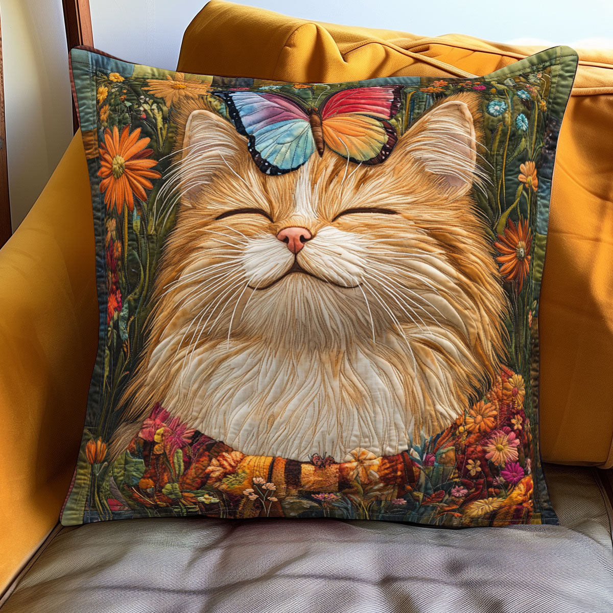 Whiskered Garden Cat WJ0901081CL Quilt Pillow Case