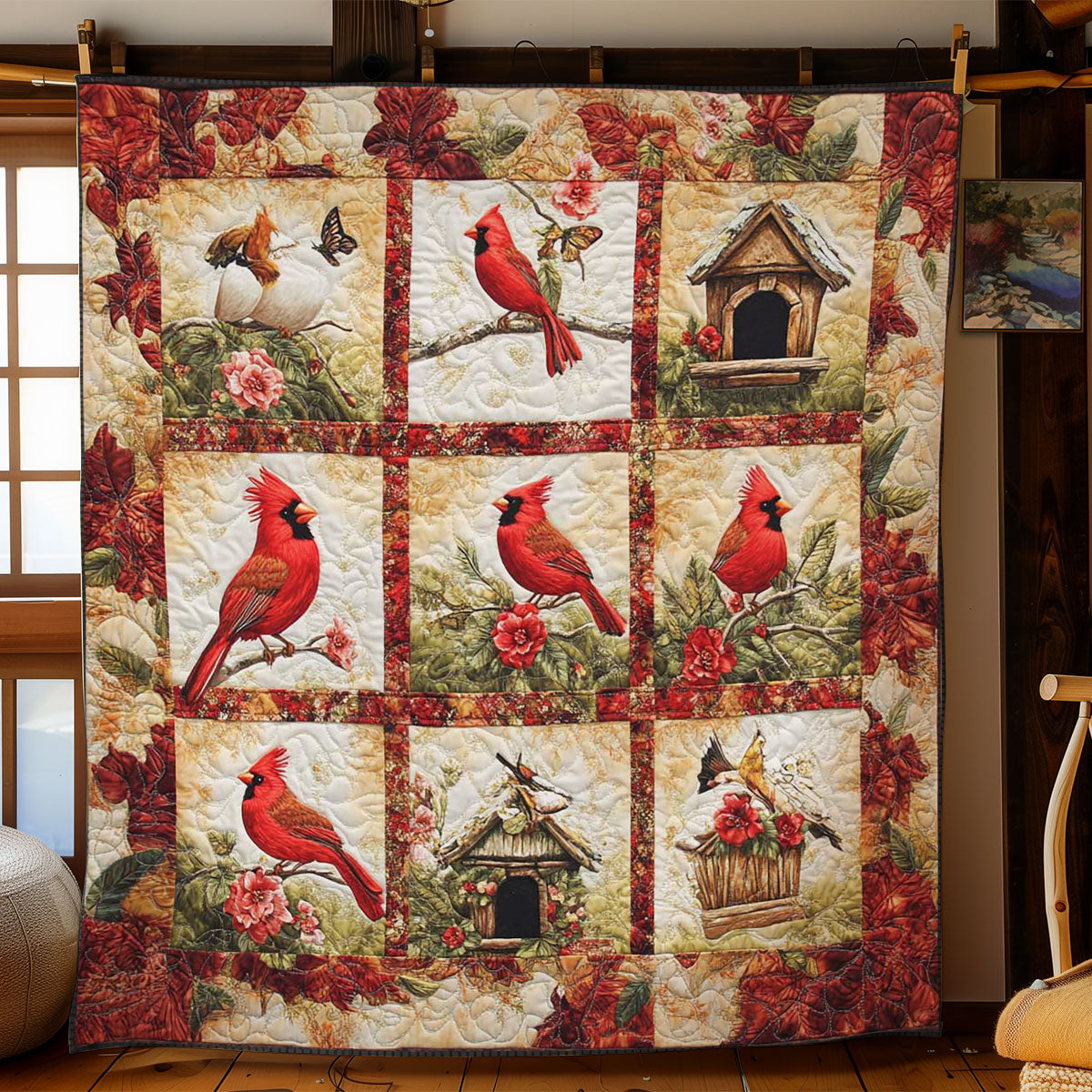 Snowy Cardinals WN2002050CL Quilt