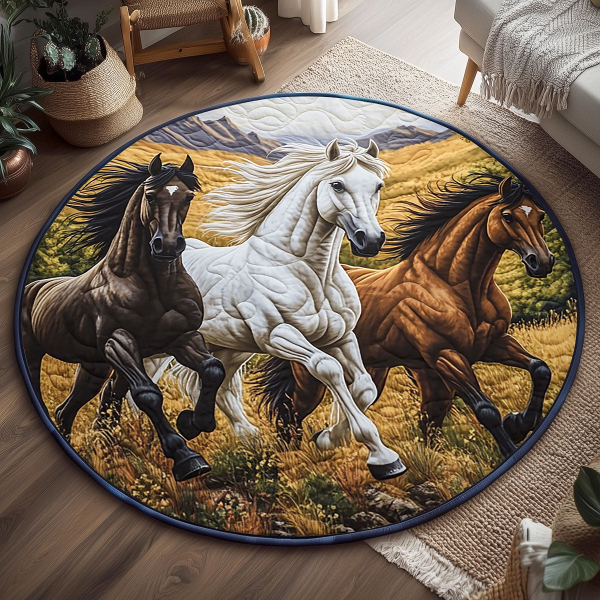 The Mustang Trio WJ1606051CL Quilted Round Mat