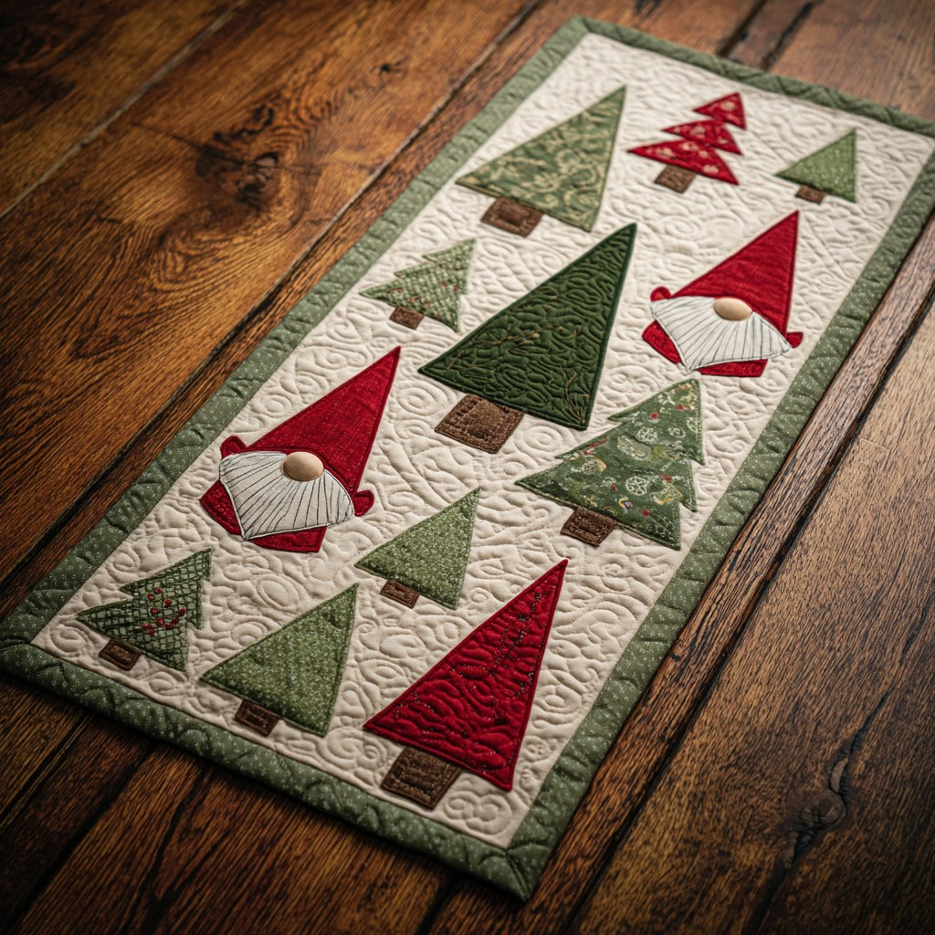 Christmas Gnome XR1211016CL Quilted Table Runner