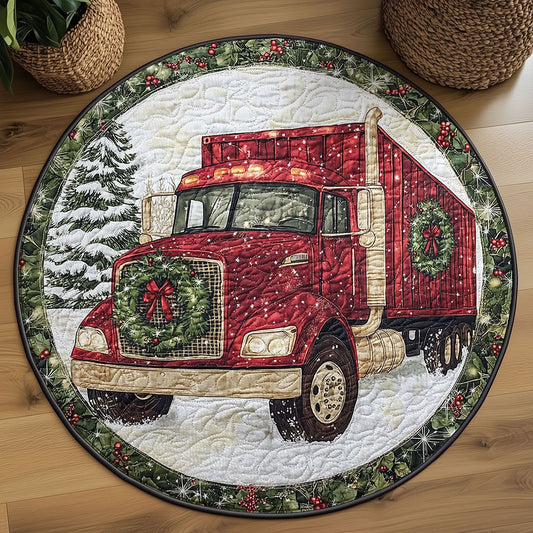 Cozy Red Truck WN1111013CL Quilted Round Mat