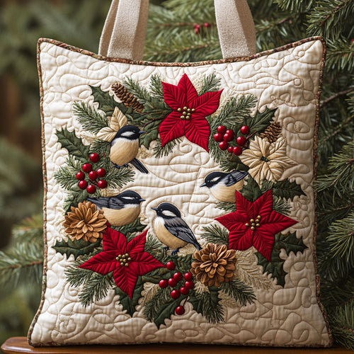 Tranquil Wreath Chickadee WN2210062CL Quilted Tote Bag