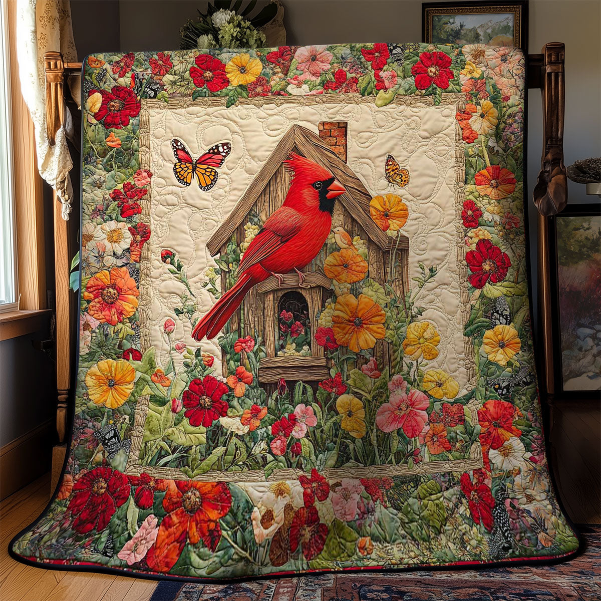 Cardinal And Blossoms WN2002057CL Quilt