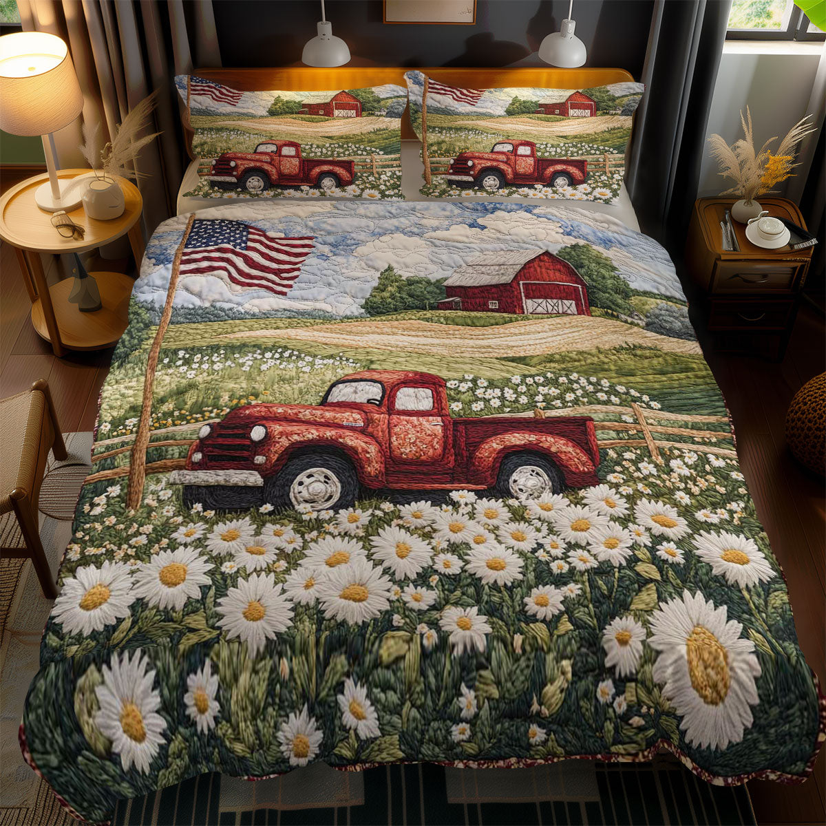 Red Truck Wildflower Dream WN0703106CL Duvet Cover Set