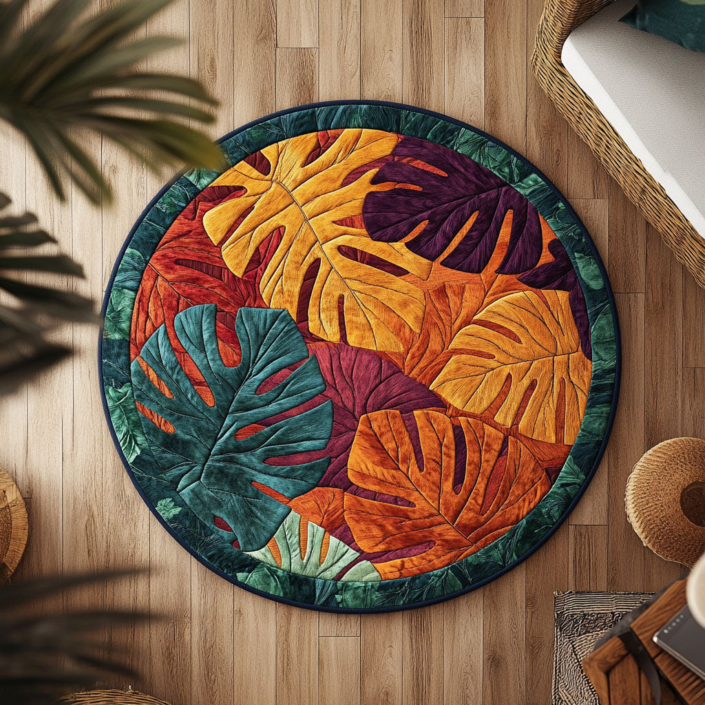 Monstera Grove WN0307107CL Quilted Round Mat
