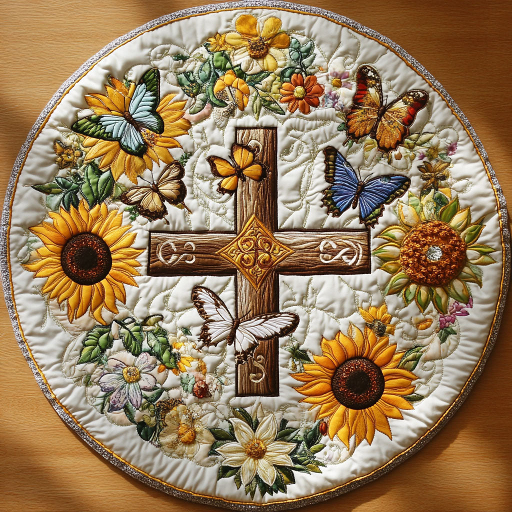 Celestia Cross WN2508024CL Quilted Round Mat