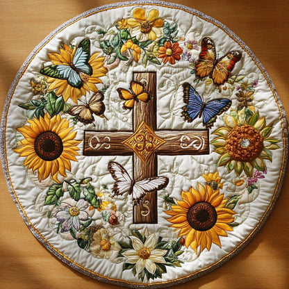 Celestia Cross WN2508024CL Quilted Round Mat