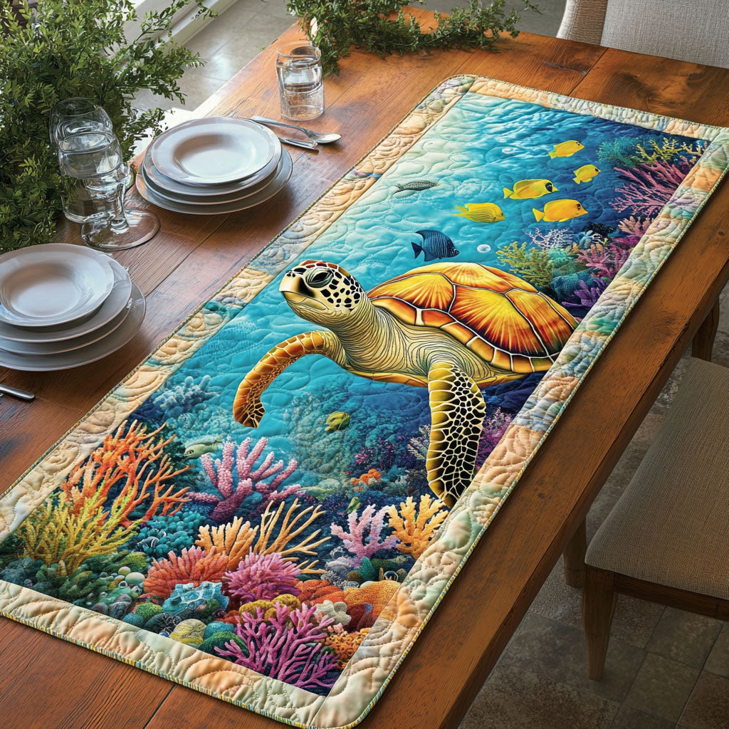 Turtle Reef WJ1606038CL Quilted Table Runner