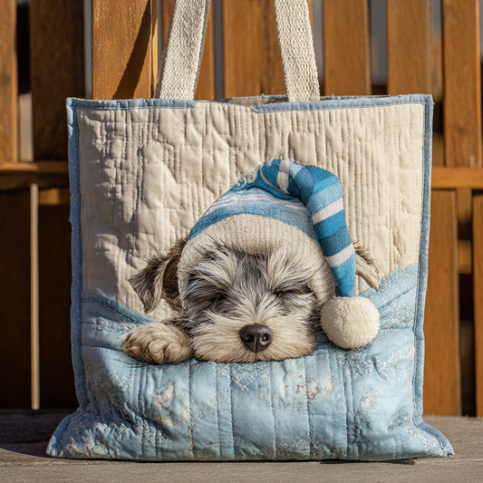 Sleeping Schnauzer XR0212050CL Quilted Tote Bag