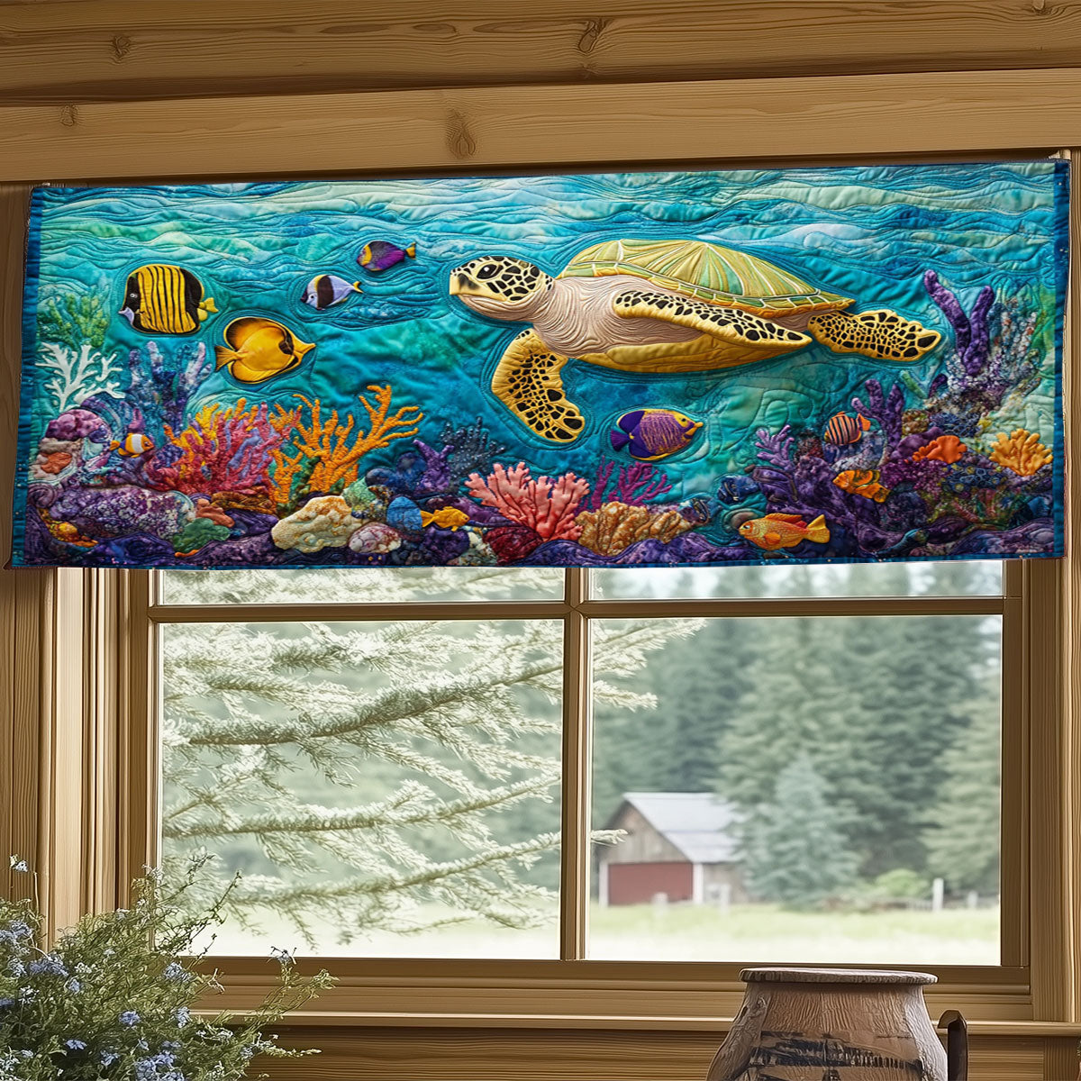 Turtle Reef WJ1406035CL Quilted Valance