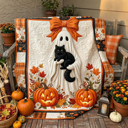 Ghost Holding Black Cat Halloween WN0905007CL Quilt