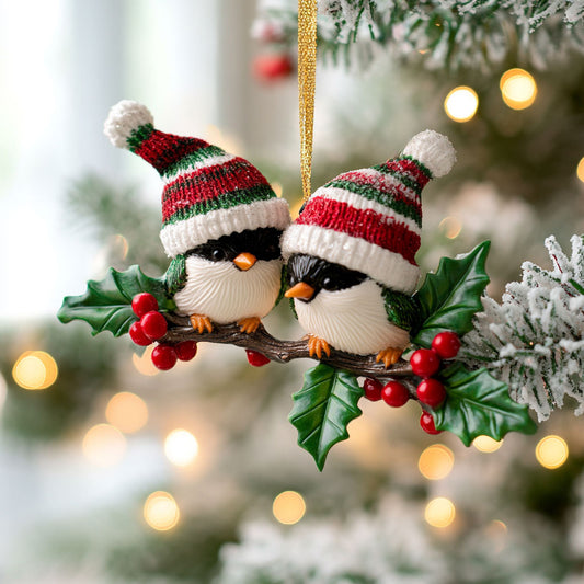 Merry Hat Chickadee WN2210040CL Christmas Ornament