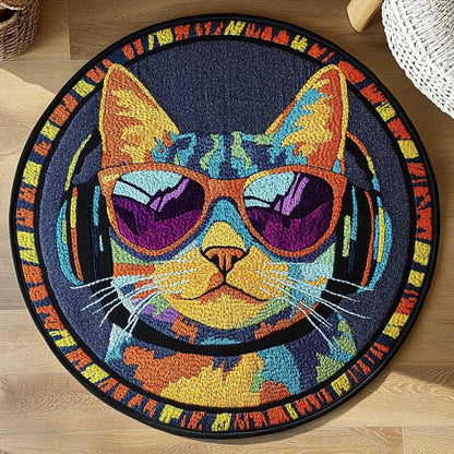 Cool Cat Vibes WN1505036CL Quilted Round Mat