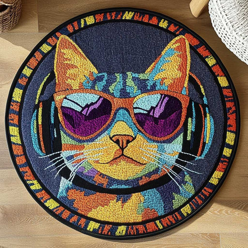 Cool Cat Vibes WN1505036CL Quilted Round Mat
