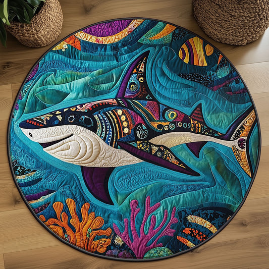 Whimsical Shark WJ1005050CL Quilted Round Mat