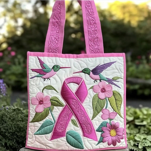 Hummingbird Ribbon Bloom WN2909028CL Quilted Tote Bag