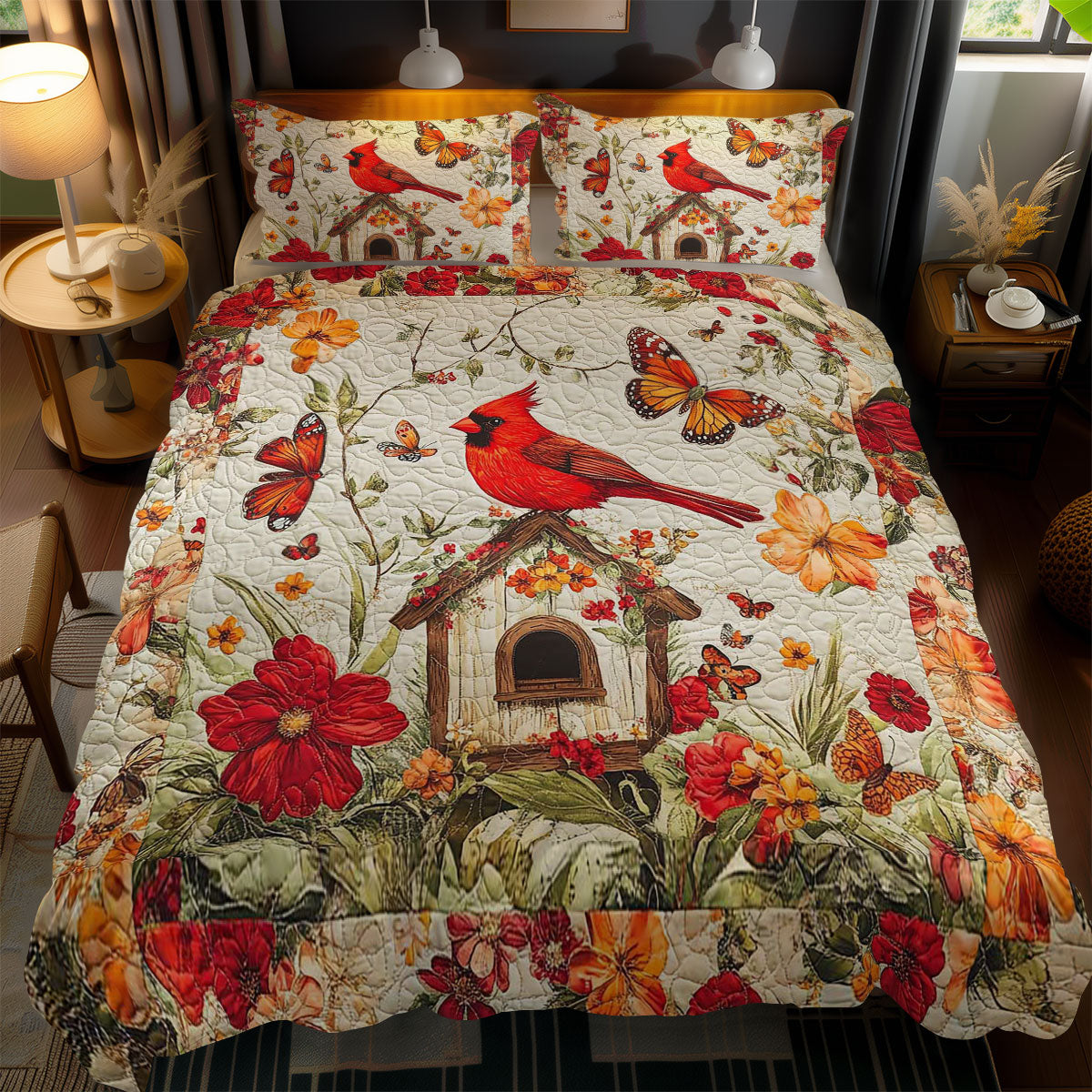 Fluttering Cardinal WN2102059CL Duvet Cover Set