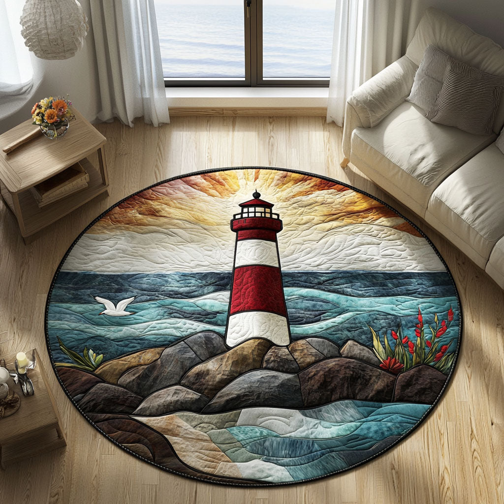 Sunset Lighthouse CW1301158CL Quilted Round Mat