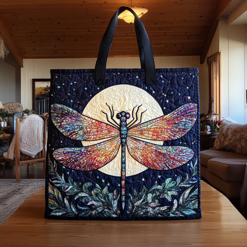Dragonfly with Moon KL1112027CL Quilted Tote Bag