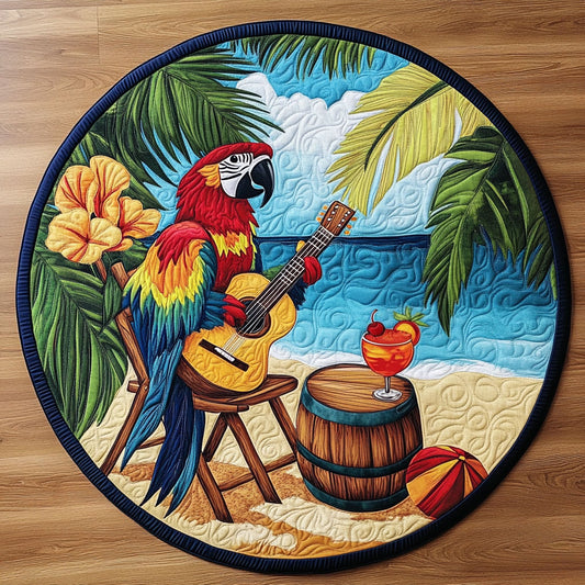 Guitar-Loving Parrot KL1912047CL Quilted Round Mat
