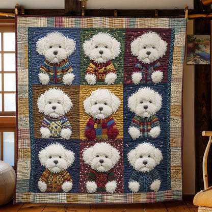 Fluffy Bichon Tiles WN2301030CL Quilt