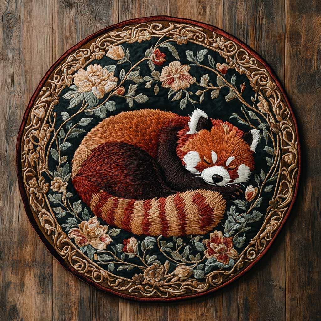 Red Panda Garden WN2504037CL Quilted Round Mat