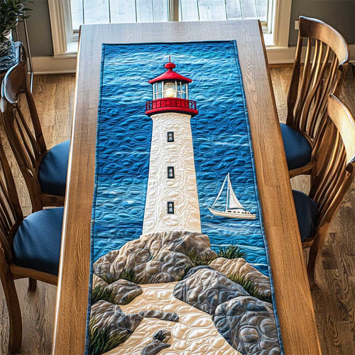 Waves And Lighthouse WN2503143CL Quilted Table Runner