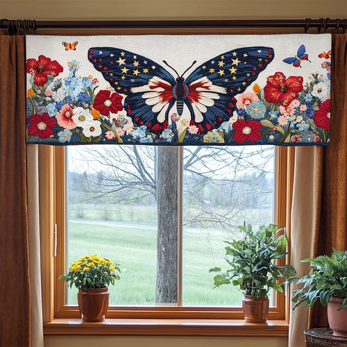 Patriotic Butterfly WJ1306031CL Quilted Valance