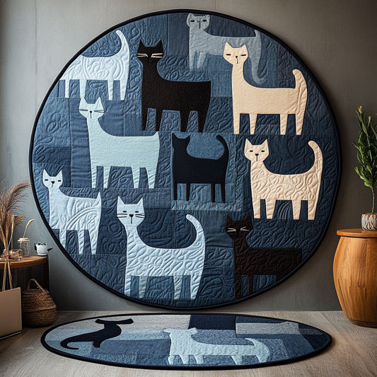 Cat Whirl WN0407046CL Quilted Round Mat