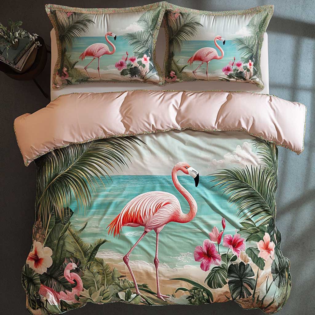 Beachside Flamingo Retreat WN1003040CL Duvet Cover Set