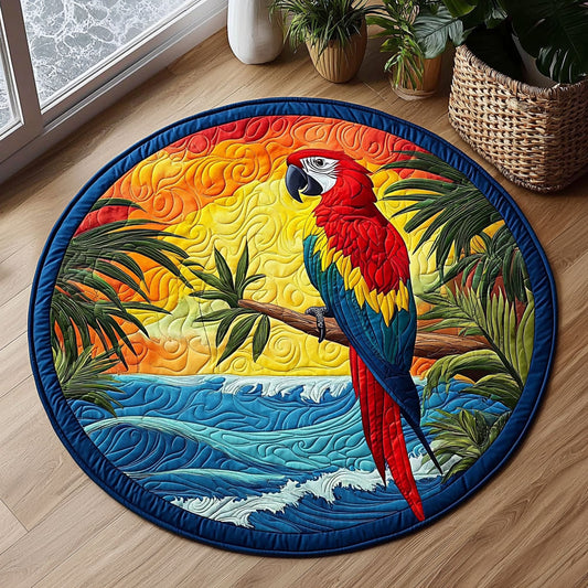 Tropical Scarlet Macaw Parrot QA0512020CL Quilted Round Mat