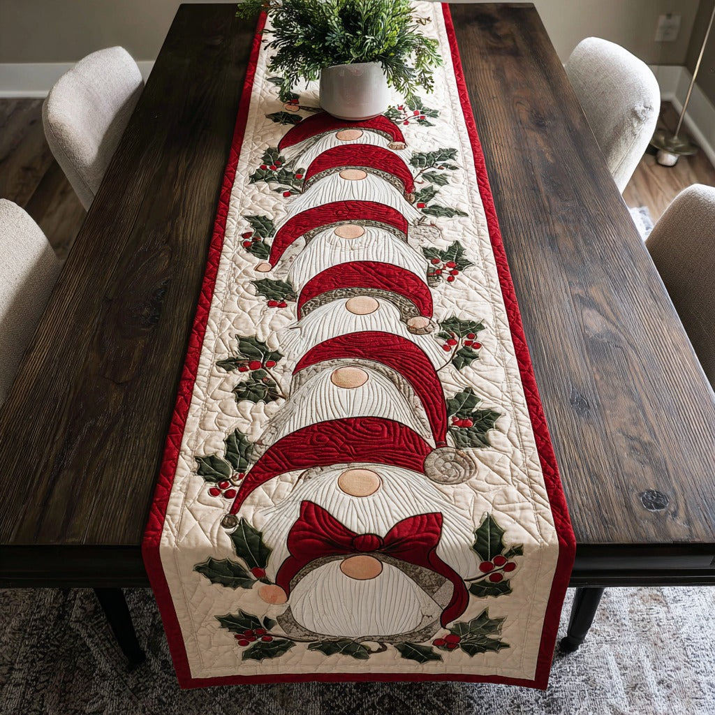 Jolly Gnomes XR1211028CL Quilted Table Runner