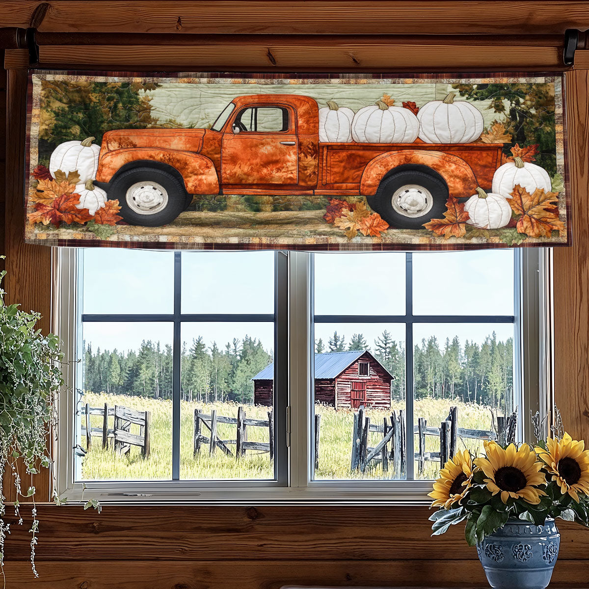 Pumpkin Grove Truck WN3007083CL Quilted Valance