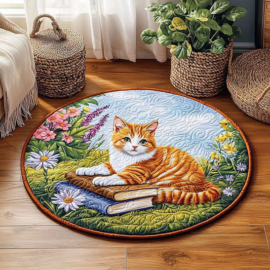 Wise Ginger Cat QA0901014CL Quilted Round Mat