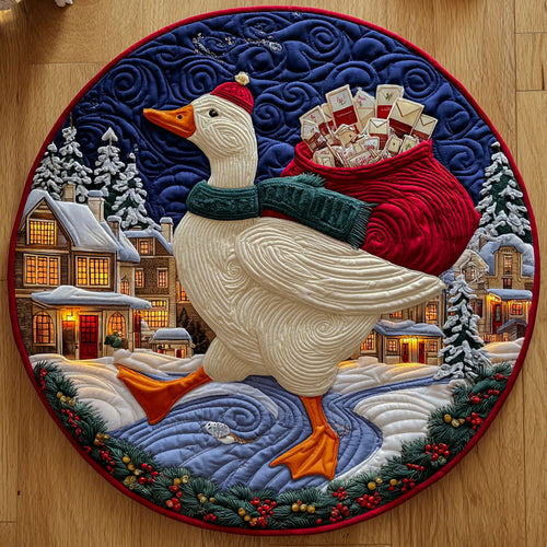 Delivery Goose Busy Winter Day XK0311002CL Quilted Round Mat