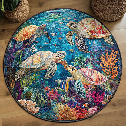 Sea Turtle WJ1903056CL Quilted Round Mat