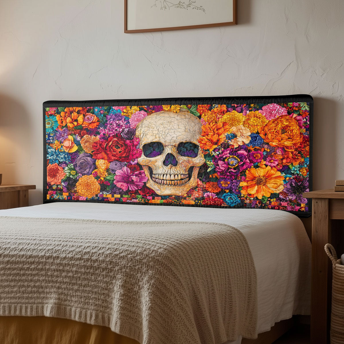 Blooming Skull CW1312002CL Quilted Headboard Slipcover