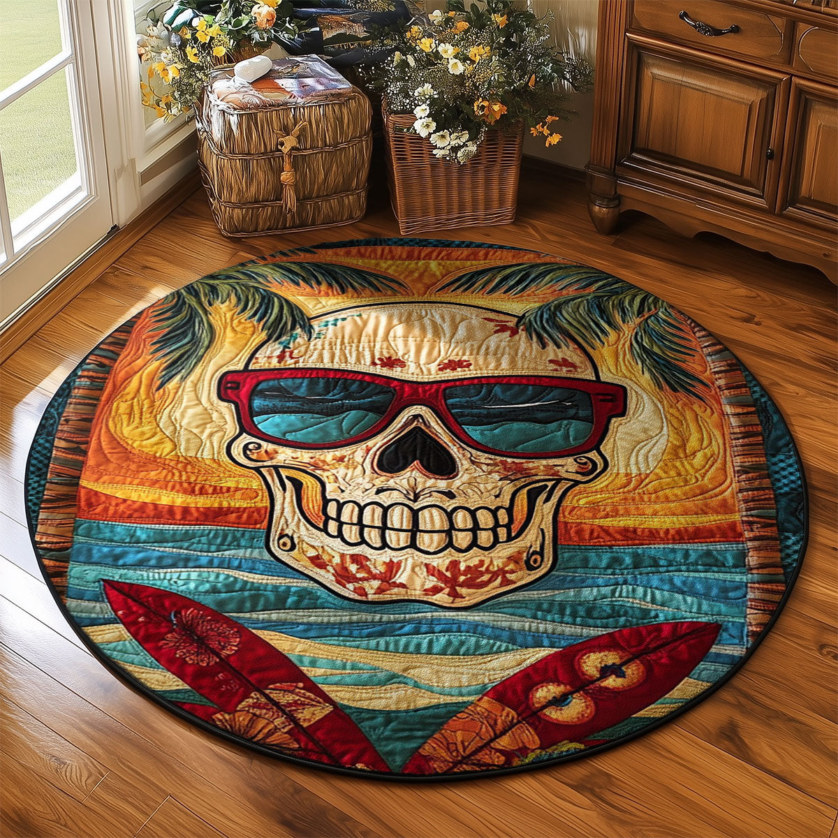 Tropical Skull WJ0507045CL Quilted Round Mat