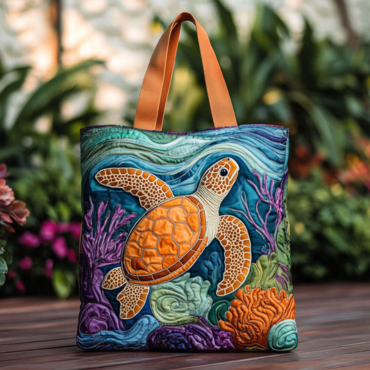 Serene Turtle WN2209070CL Quilted Tote Bag