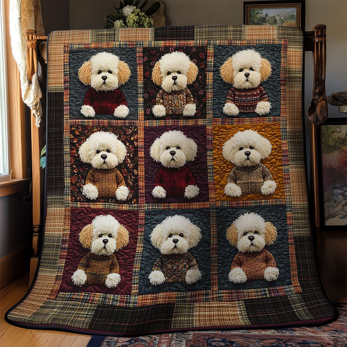 Cozy Bichon Faces WN2301033CL Quilt