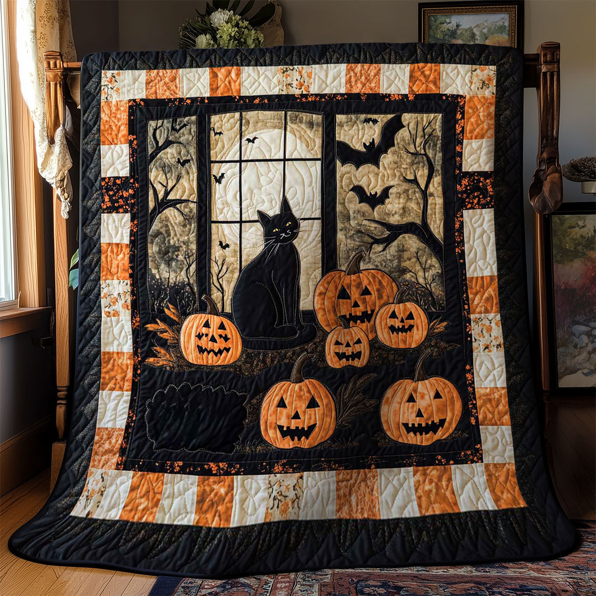 Spooky Cat Night WN0703057CL Quilt