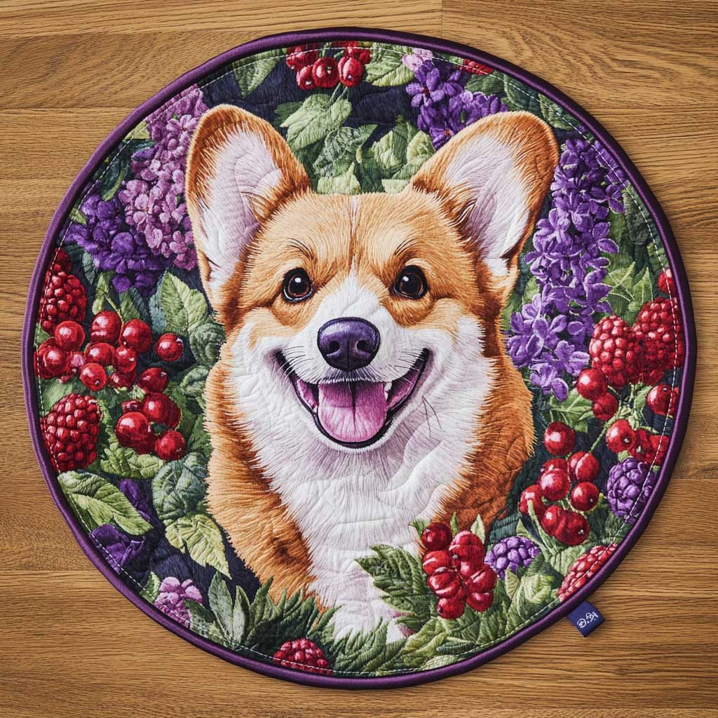 Corgi Bloom WN2205012CL Quilted Round Mat