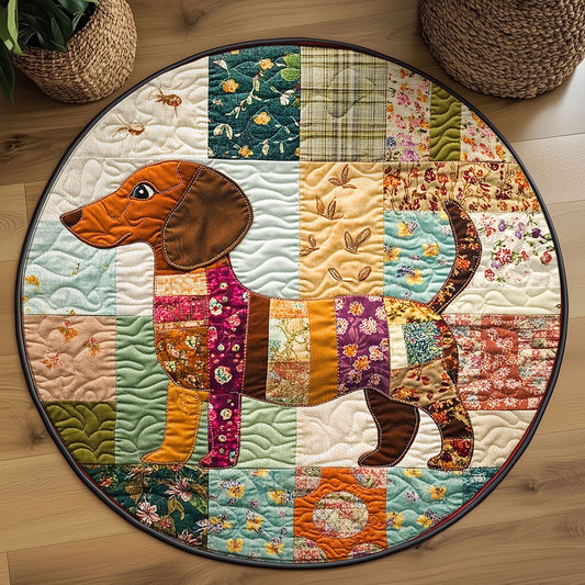 Rustic Dachshund WN2608086CL Quilted Round Mat