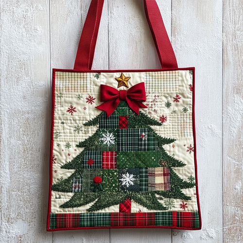 Joyful Patch Christmas Tree WN1211069CL Quilted Tote Bag