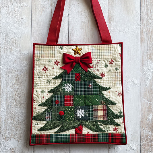 Joyful Patch Christmas Tree WN1211069CL Quilted Tote Bag